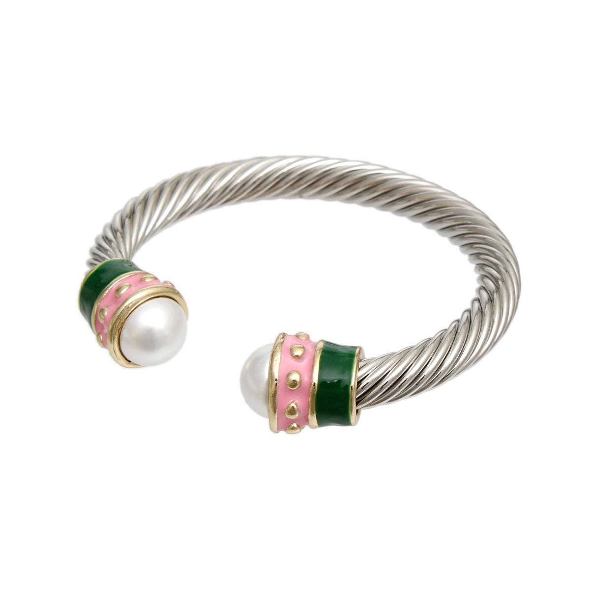 AKA Inspired Cable Classic Silver Bangle Bracelet Thick