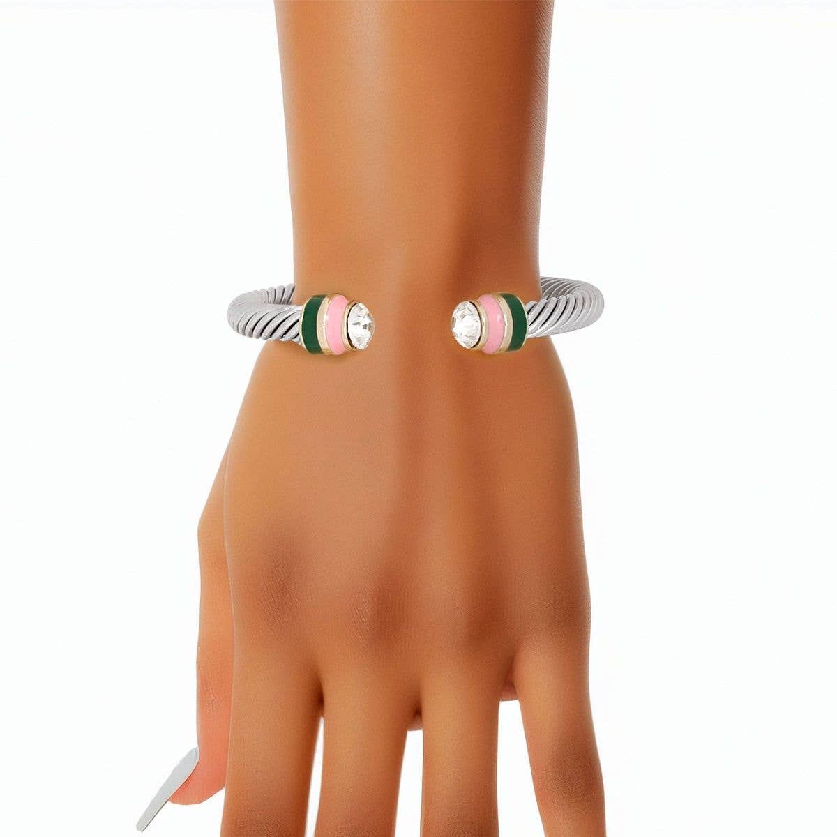 AKA Inspired Cable Classic Silver Bangle Bracelet