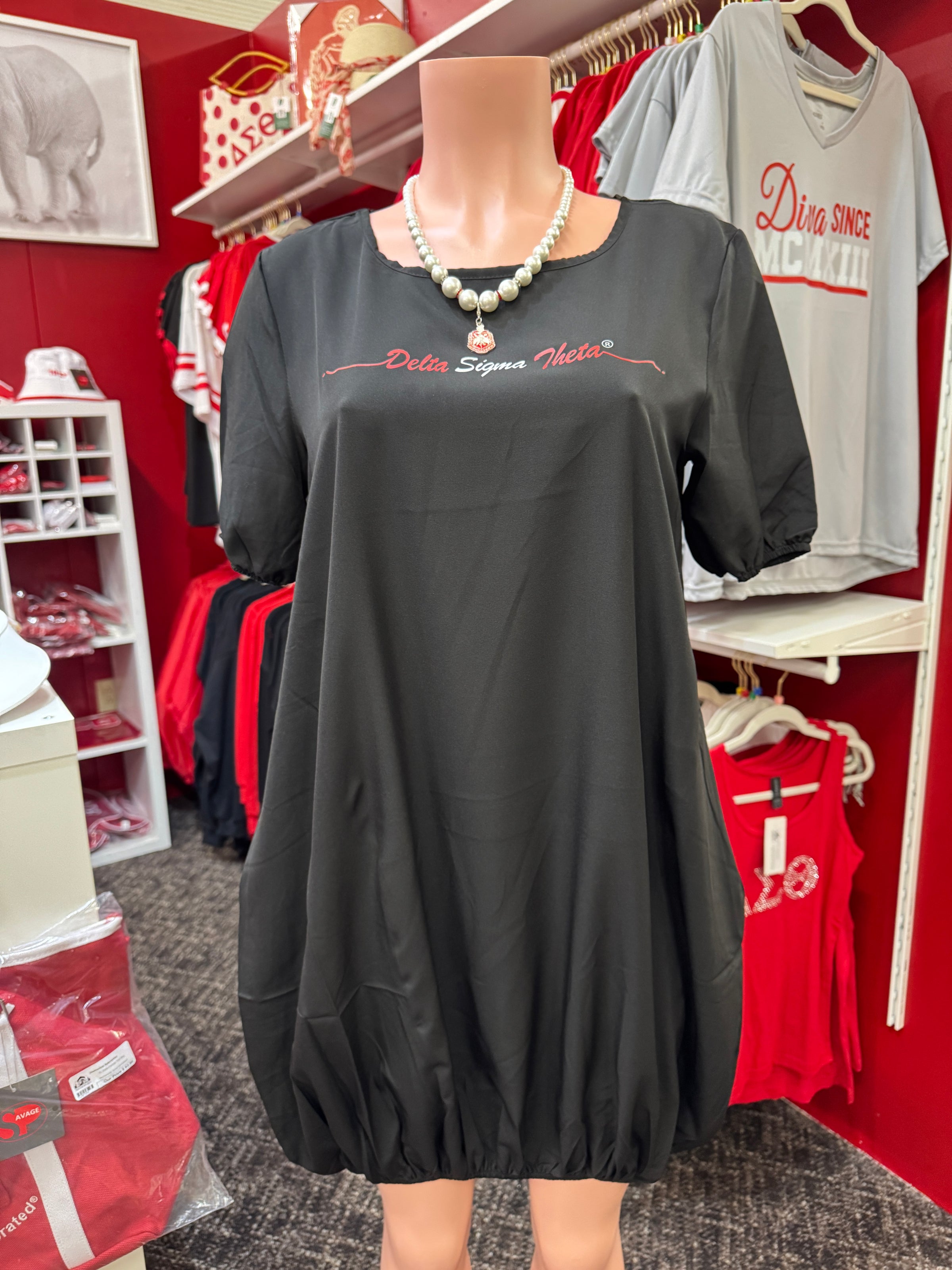 Delta Puff Dress Black