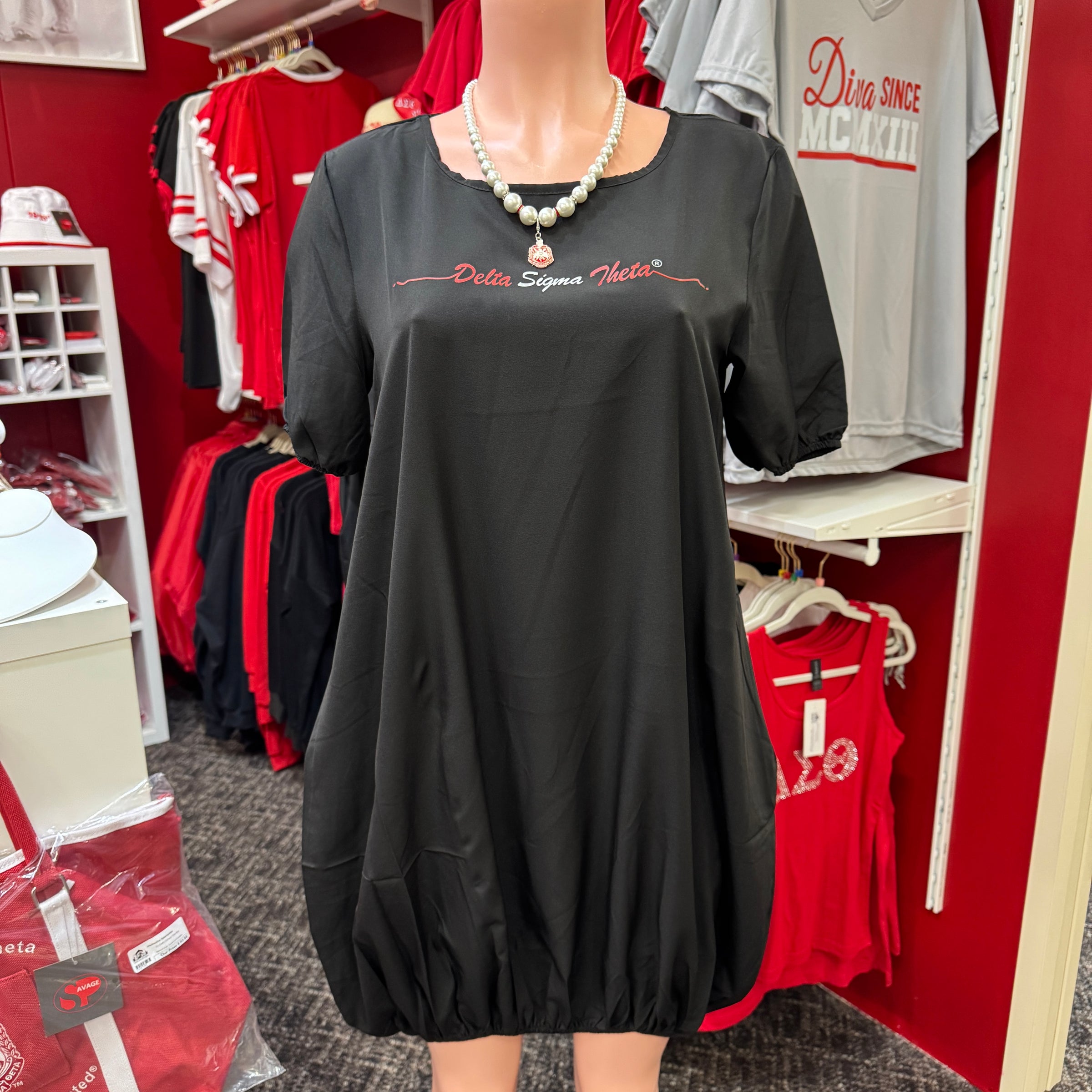 Delta Puff Dress Black