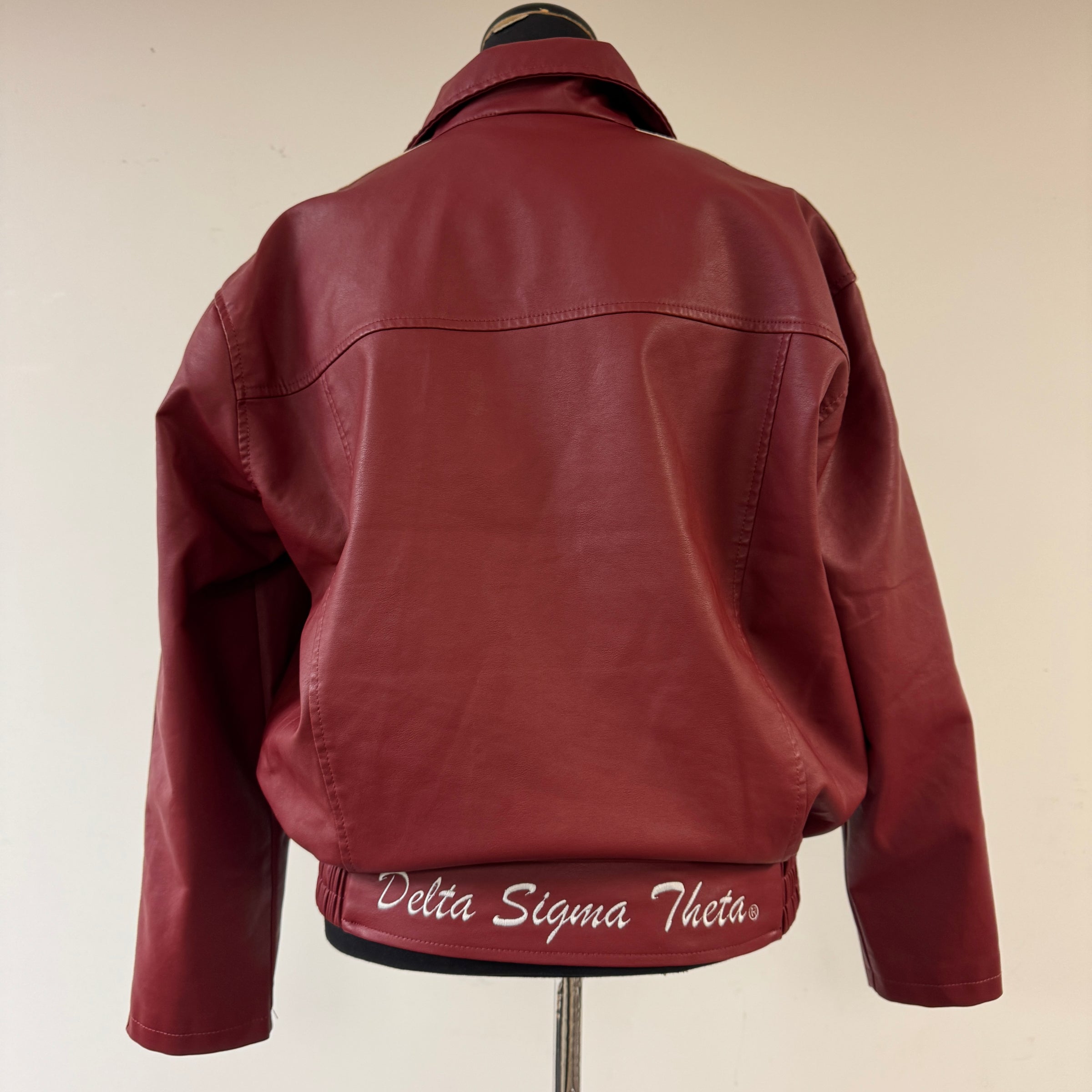 Delta Crimson Cream Faux Leather Jacket