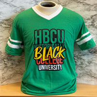 HBCU Stripe Sleeves V-neck Tee Green