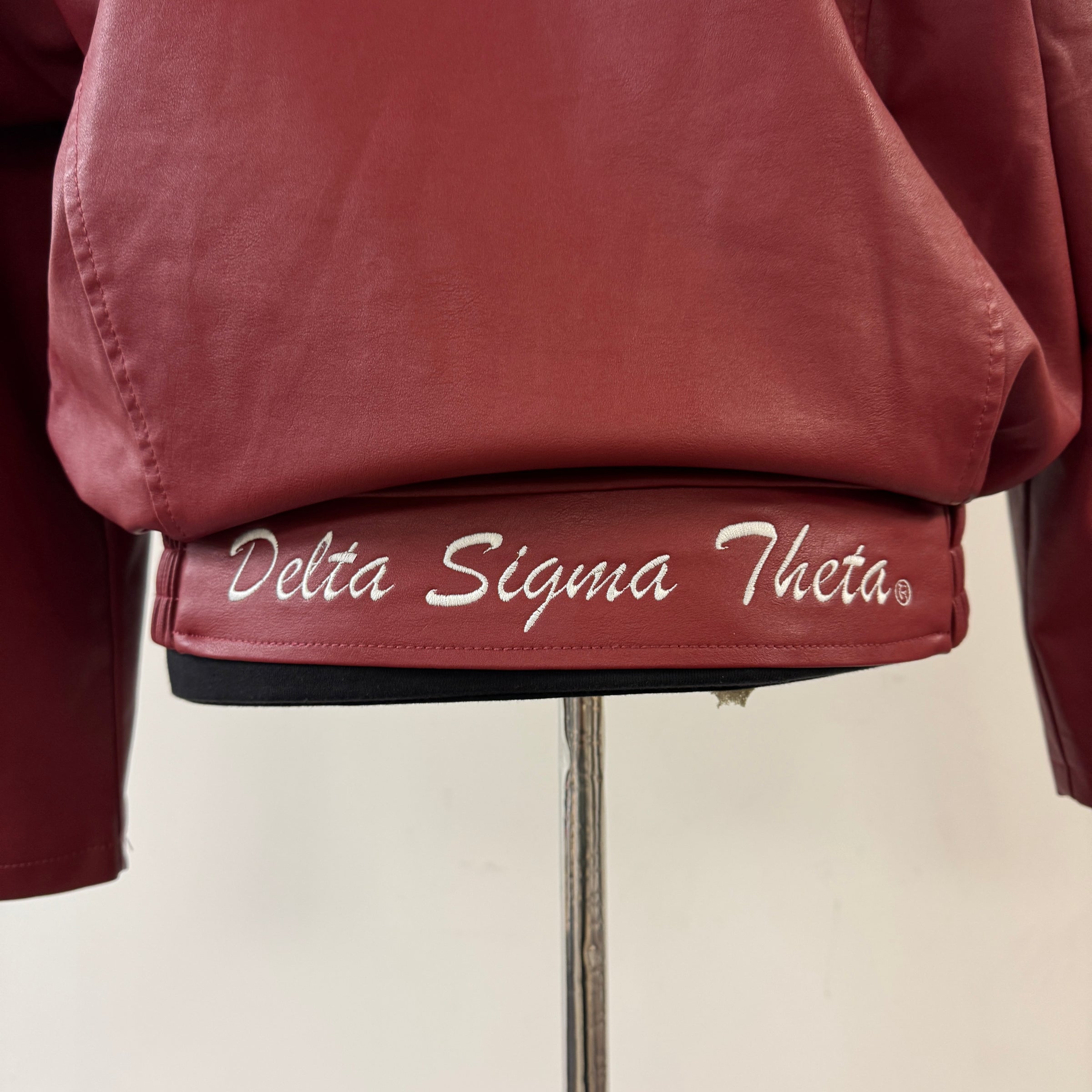 Delta Crimson Cream Faux Leather Jacket