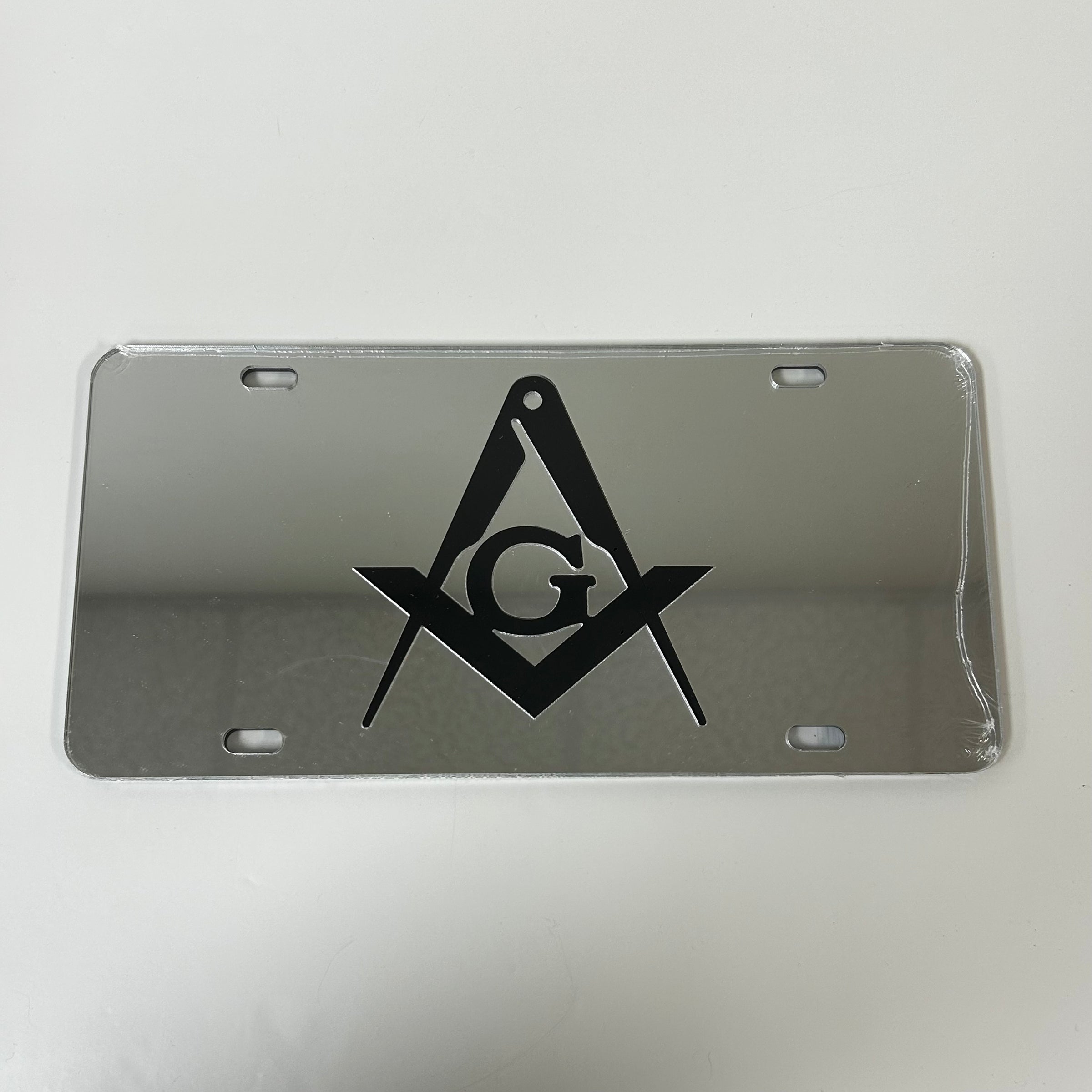 Mason Auto Plate Front Silver with Black Symbol