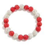 2 Tone Rhinestone Studded Stretch Bracelet