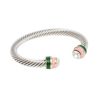 AKA Inspired Cable Classic Silver Bangle Bracelet