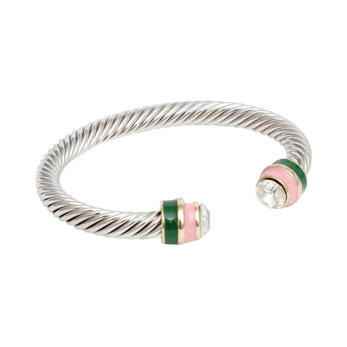 AKA Inspired Cable Classic Silver Bangle Bracelet