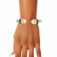 AKA Inspired Cable Classic Silver Bangle Bracelet Thick