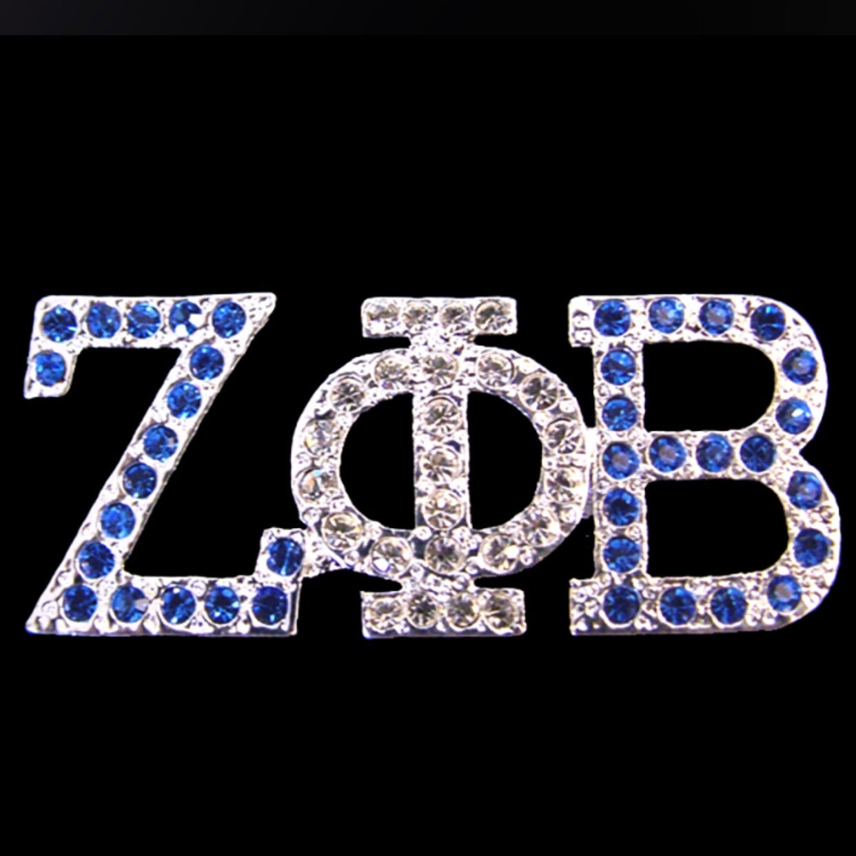 Zeta Lapel Pin Austrian Crystal Silver