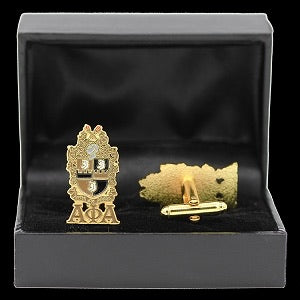 Alpha Cuff Links Shield with Letters