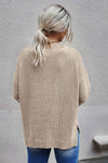 Knit Button Wide Neck Sweater