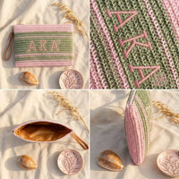AKA Faded Embroidered Pouch Bag