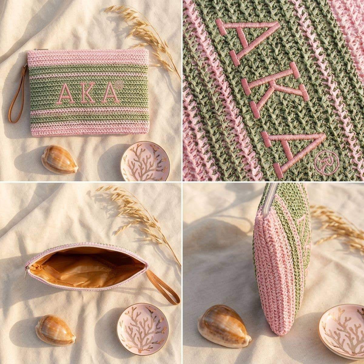 AKA Faded Embroidered Pouch Bag
