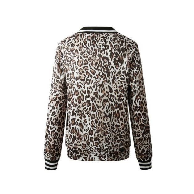 Leopard Printed Zip Up Bomber Jacket