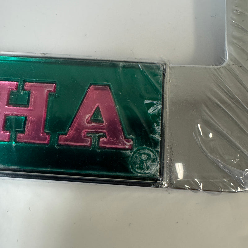 AKA Auto Frame Green with Pink Year