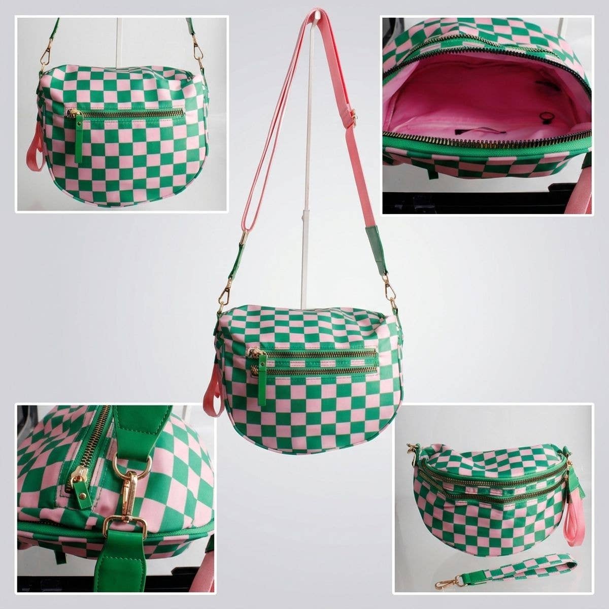 AKA Inspired Checkered Crossbody