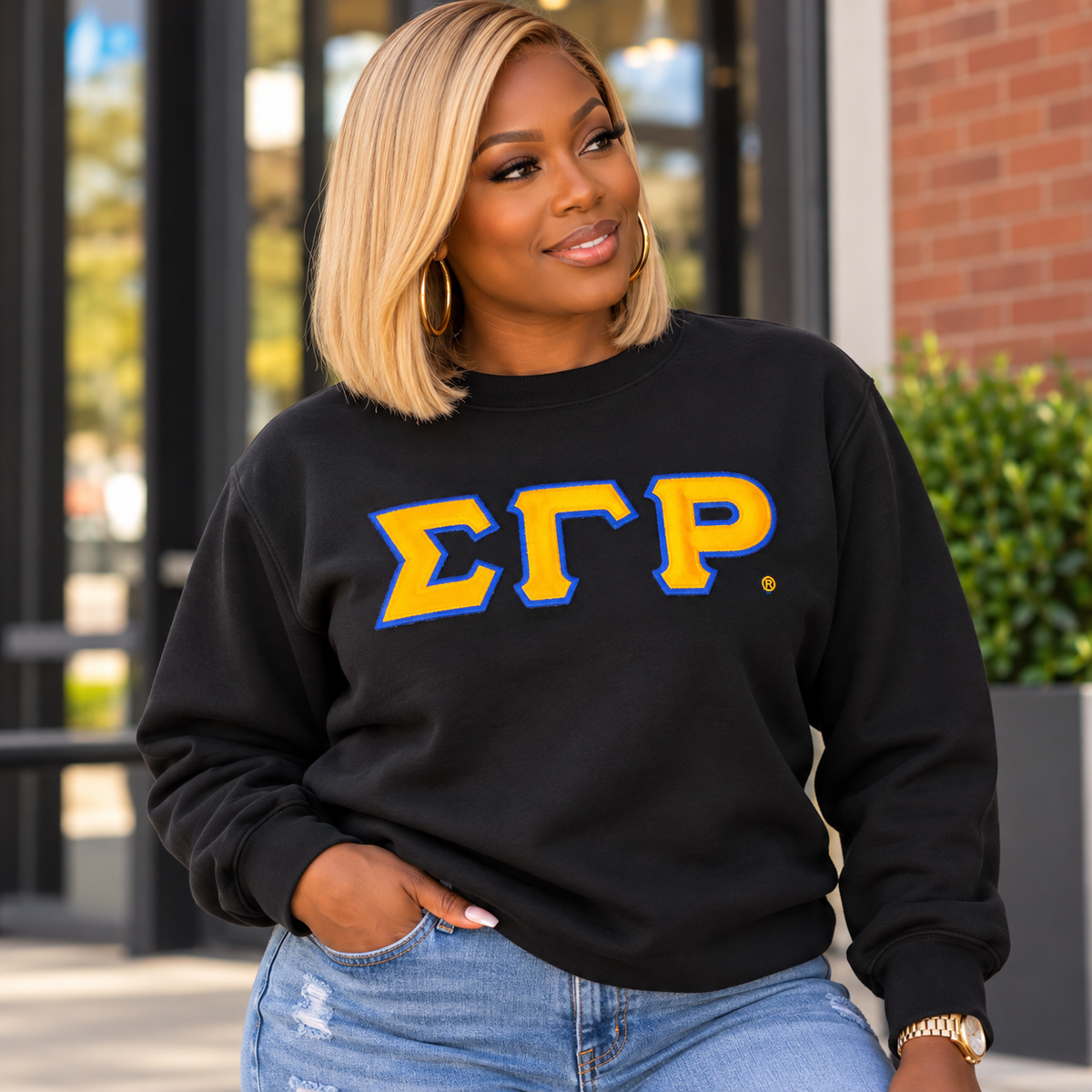 SGRho Classic Letters Sweatshirt Black