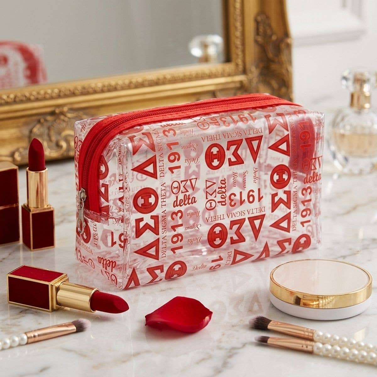 Delta Clear Graphic Print Makeup Pouch