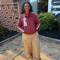 Delta Crimson Cream Faux Leather Jacket