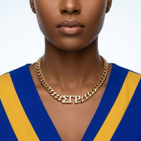 SGRho Sorority Gold Chain Greek Letter Necklace