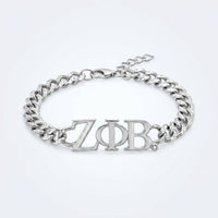 Zeta Silver Chain Greek Letter Bracelet