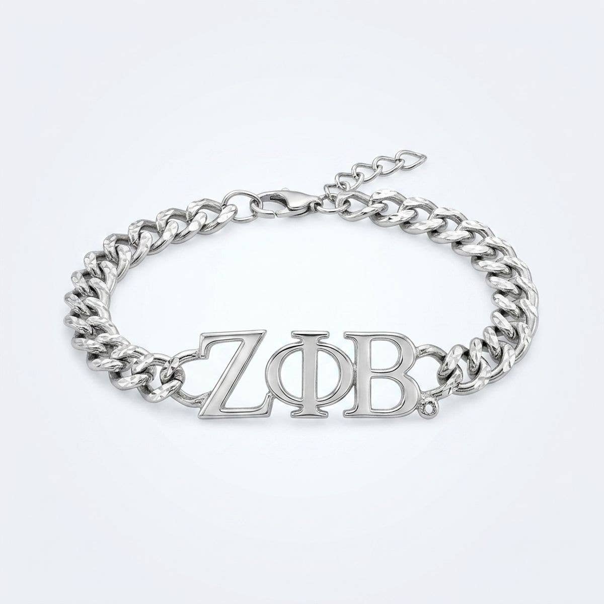 Zeta Silver Chain Greek Letter Bracelet
