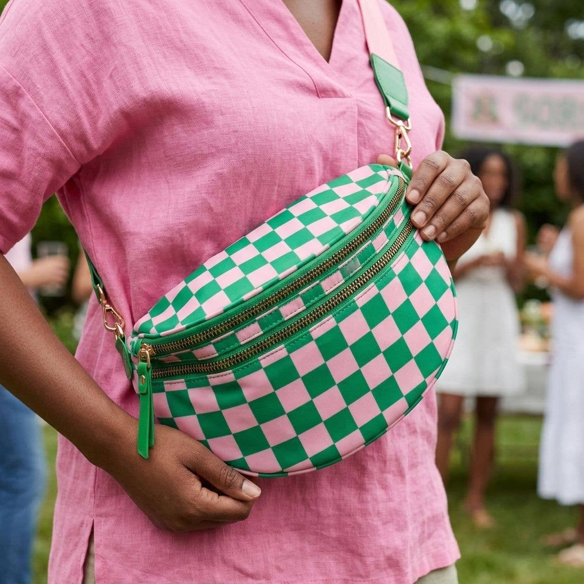 AKA Inspired Checkered Crossbody