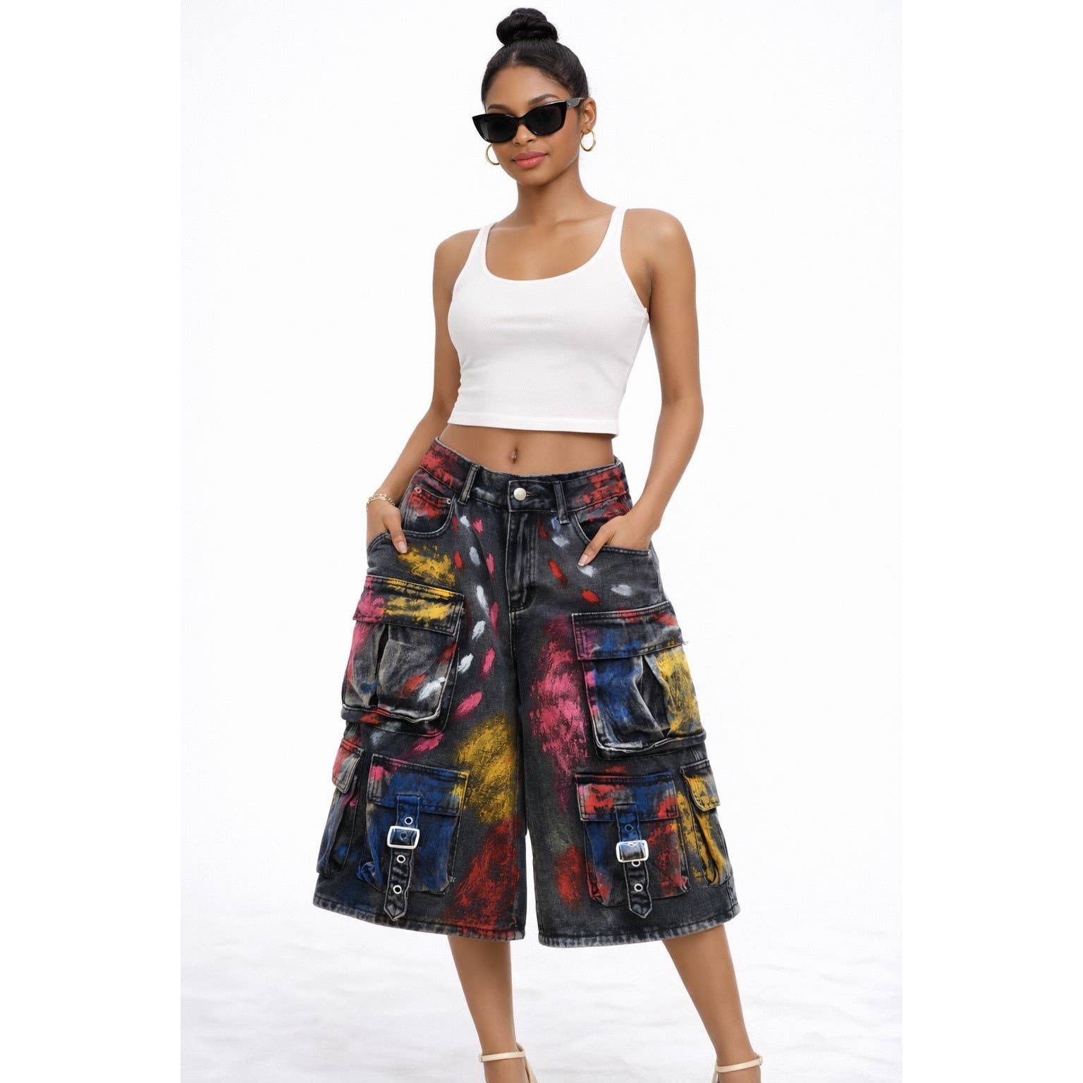 Multi Color Painted Cargo Pants
