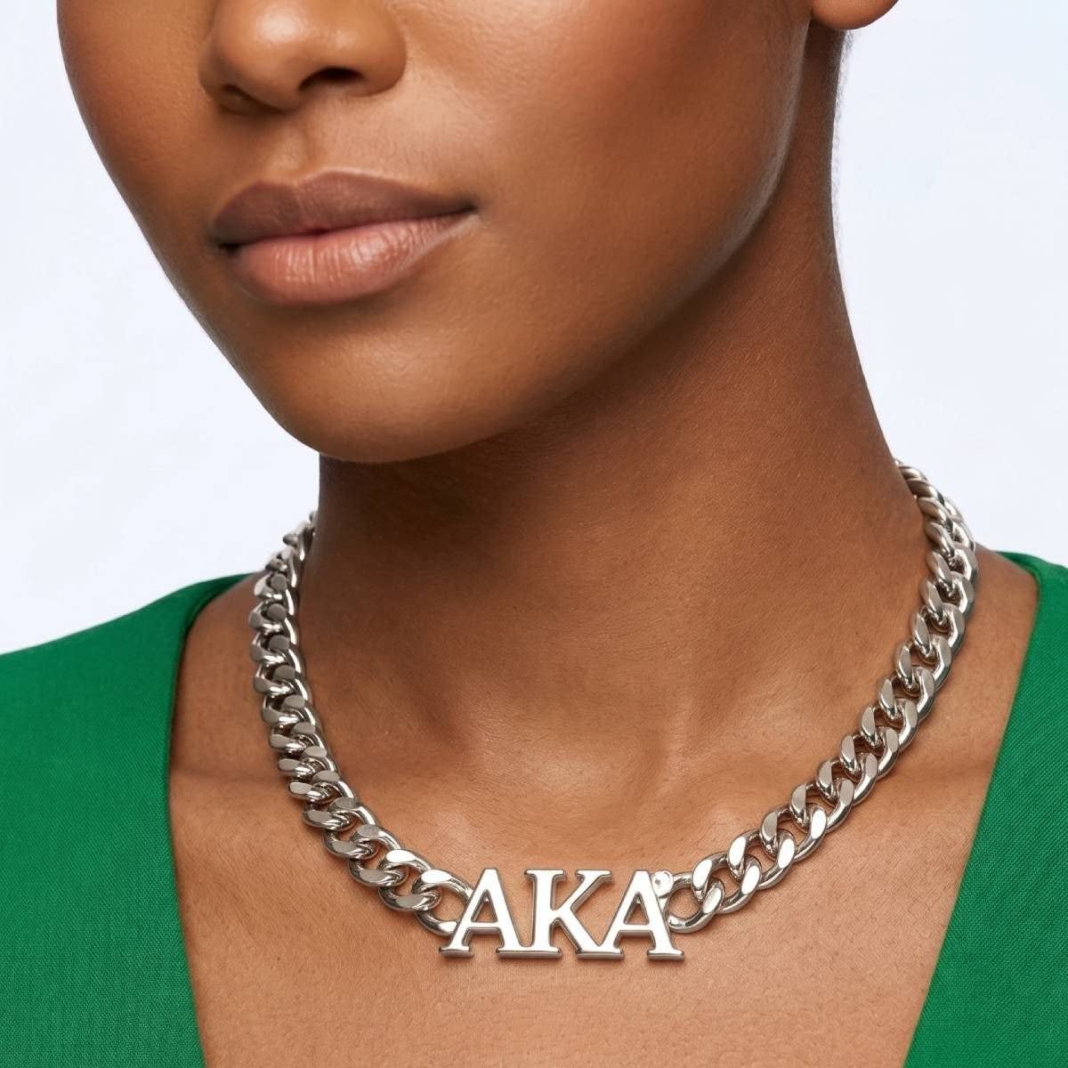 AKA Silver Chain Greek Letter Necklace