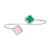 AKA Pink Green Stone Clover Open Bangle