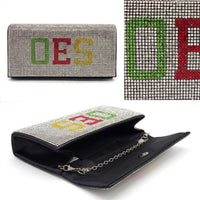 OES Rhinestone Flap Snap Clutch Bag