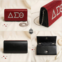 Delta Rhinestone Flap Snap Clutch Bag Red