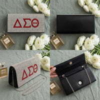 Delta Rhinestone Flap Snap Clutch Bag Silver