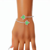 AKA Pink Green Ivy Leaf Open Bangle