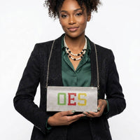 OES Rhinestone Flap Snap Clutch Bag