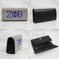 Zeta Rhinestone Flap Snap Clutch Bag Silver