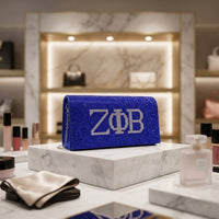 Zeta Rhinestone Flap Snap Clutch Bag Blue