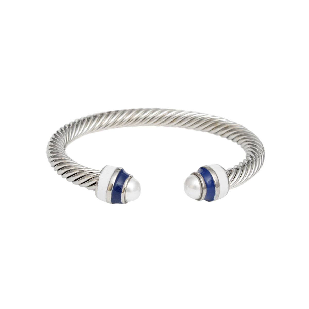 Zeta Blue White Pearl Cable Bangle