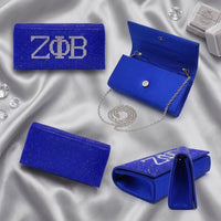 Zeta Rhinestone Flap Snap Clutch Bag Blue