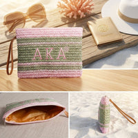 AKA Faded Embroidered Pouch Bag