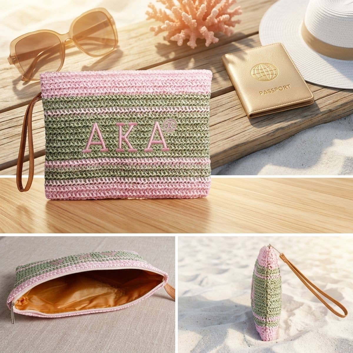 AKA Faded Embroidered Pouch Bag
