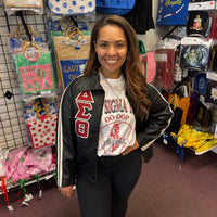 Delta Strip Sleeves Faux Leather Jacket Black