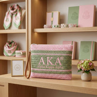 AKA Faded Embroidered Pouch Bag