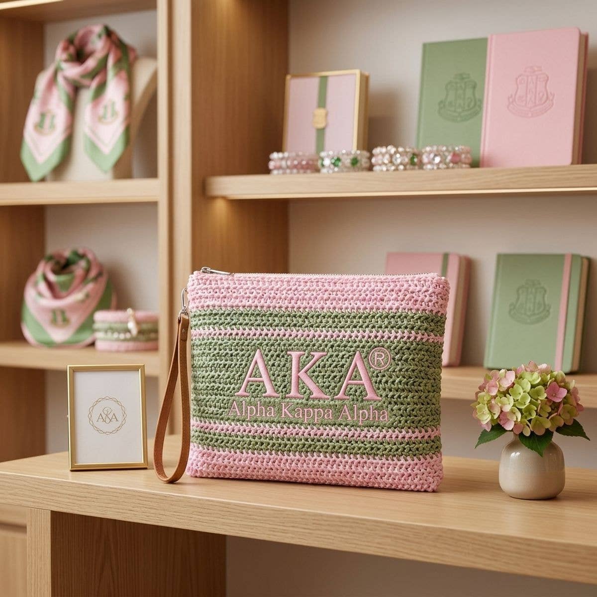 AKA Faded Embroidered Pouch Bag