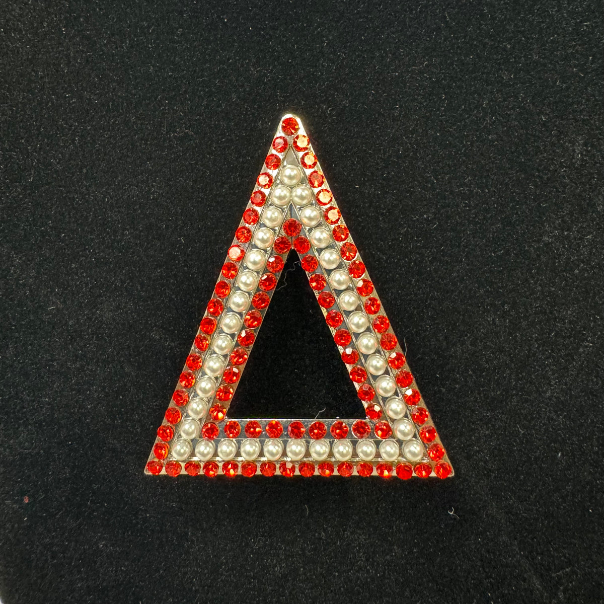 Delta Red Stones and Pearls Brooch