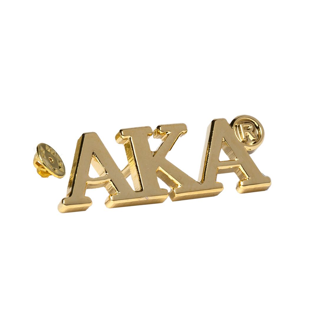 AKA 3 Letter Lapel Pin Gold