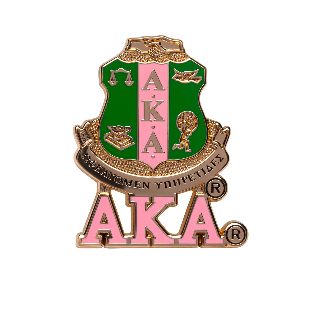 AKA 3D Color Shield Lapel Pin with Letters