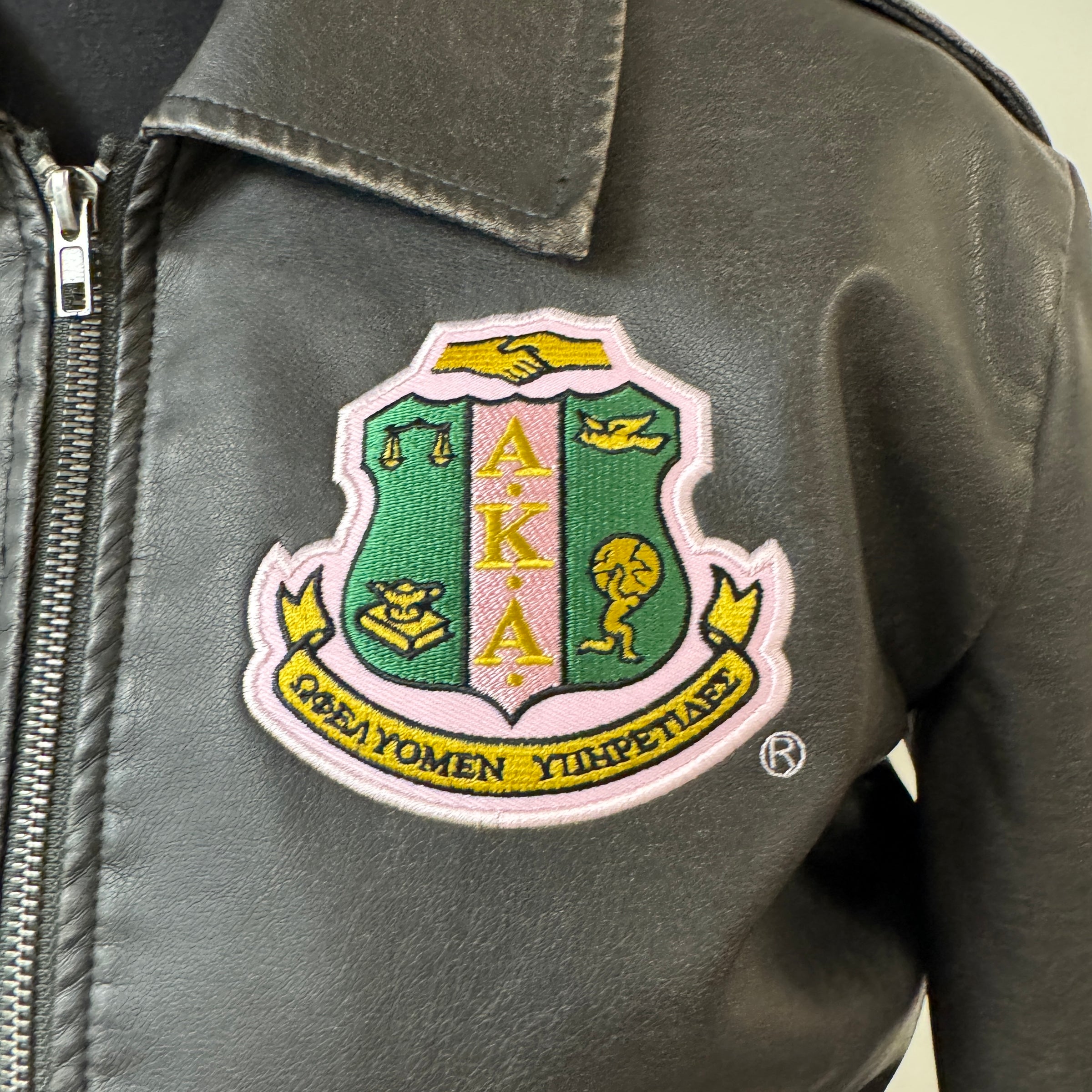 AKA Faux Leather Jacket Black Wash Effect