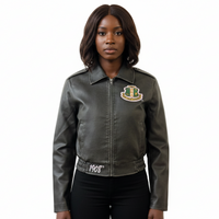 AKA Faux Leather Jacket Black Wash Effect