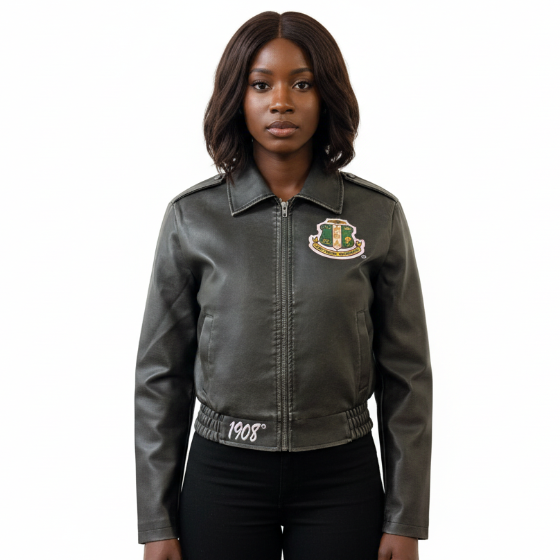 AKA Faux Leather Jacket Black Wash Effect